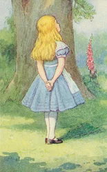 Alicja i kot z Cheshire, ilustracja z „Alicji w krainie czarów” Lewisa Carrolla (1832-9) (detal z 264483)